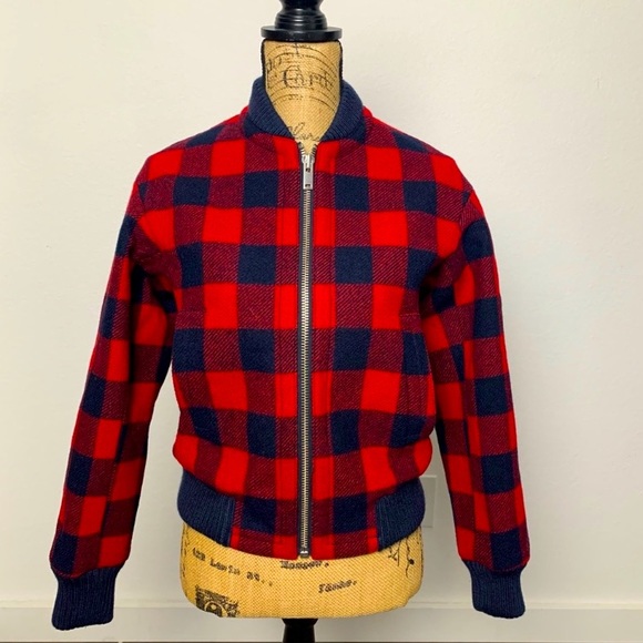 J Crew Red Plaid Bomber Jacket - Picture 3 of 5
